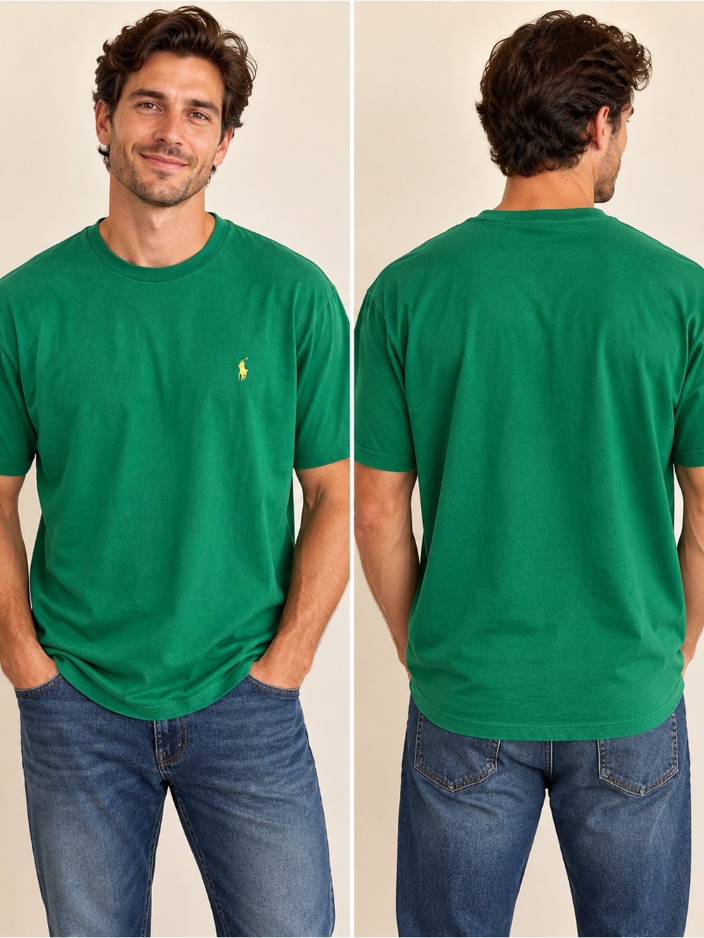 Polo by Ralph Lauren Green Crewneck Tee with Yellow Pony